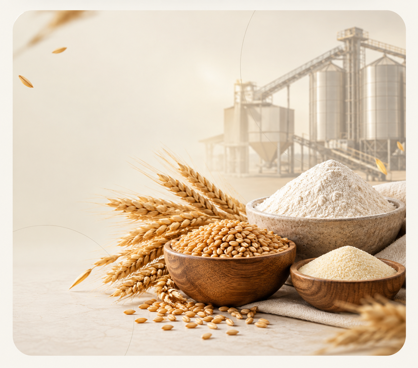 Wheat grains, flour and semolina